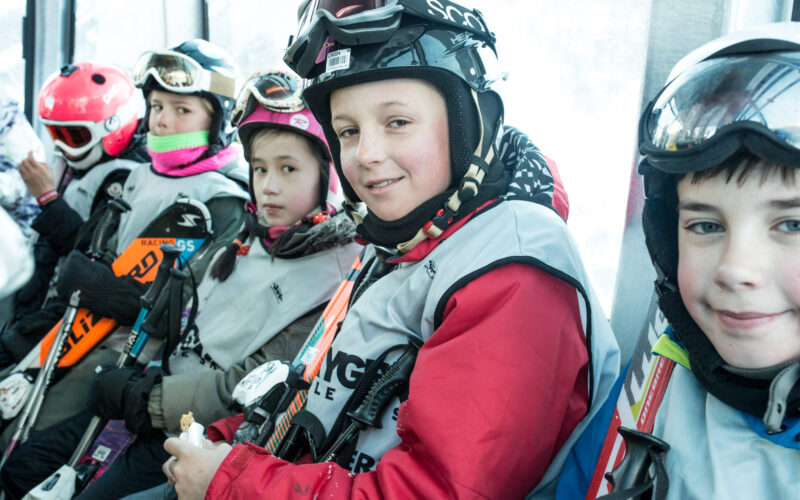 oxygene ski school children ski lessons children in cable car in skiing lessons